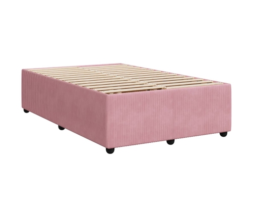 Cama box spring con colchón terciopelo rosa 120x200 cm