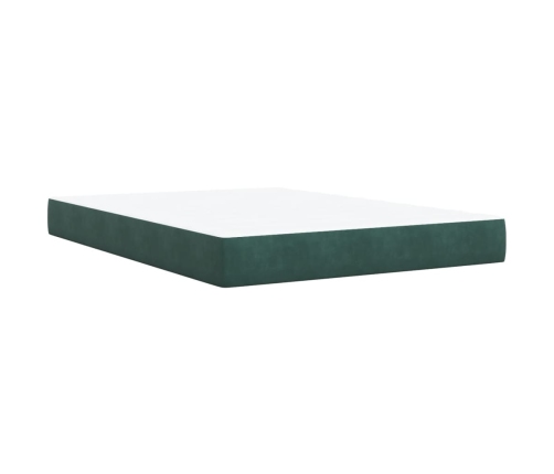 Cama box spring con colchón terciopelo verde oscuro 140x190 cm