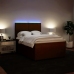 Cama box spring con colchón terciopelo rosa 140x190 cm