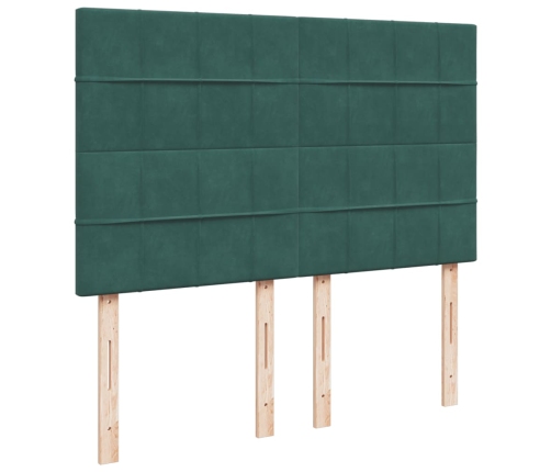 Cama box spring con colchón terciopelo verde oscuro 140x190 cm