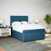 Cama box spring con colchón terciopelo azul 140x190 cm
