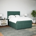 Cama box spring con colchón terciopelo verde oscuro 140x190 cm