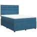 Cama box spring con colchón terciopelo azul 140x190 cm