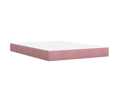 Cama box spring con colchón terciopelo rosa 140x190 cm