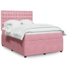 Cama box spring con colchón terciopelo rosa 140x190 cm