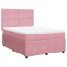 Cama box spring con colchón terciopelo rosa 140x200 cm