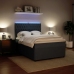 Cama box spring con colchón terciopelo gris oscuro 140x200 cm