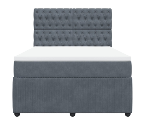 Cama box spring con colchón terciopelo gris oscuro 140x200 cm