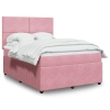 Cama box spring con colchón terciopelo rosa 160x200 cm