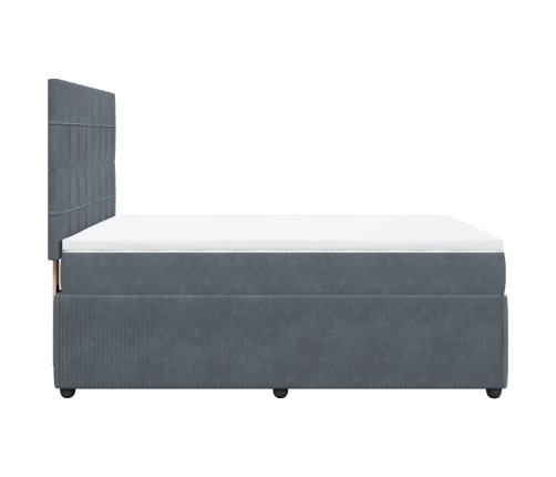 Cama box spring con colchón terciopelo gris oscuro 160x200 cm