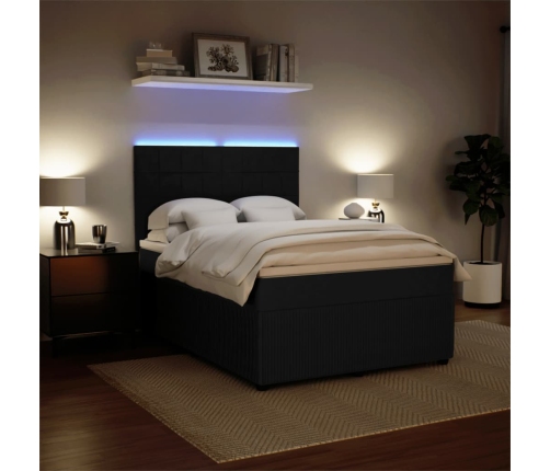Cama box spring con colchón terciopelo negro 160x200 cm