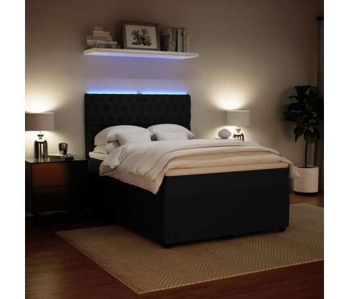 Cama box spring con colchón terciopelo negro 160x200 cm