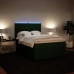 Cama box spring con colchón terciopelo verde oscuro 160x200 cm