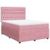 Cama box spring con colchón terciopelo rosa 160x200 cm