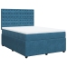 Cama box spring con colchón terciopelo azul 160x200 cm