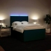 Cama box spring con colchón terciopelo azul 160x200 cm