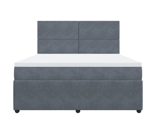 Cama box spring con colchón terciopelo gris oscuro 180x200 cm