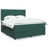 Cama box spring con colchón terciopelo verde oscuro 180x200 cm