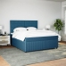 Cama box spring con colchón terciopelo azul 180x200 cm