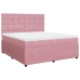 Cama box spring con colchón terciopelo rosa 180x200 cm