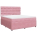 Cama box spring con colchón terciopelo rosa 180x200 cm