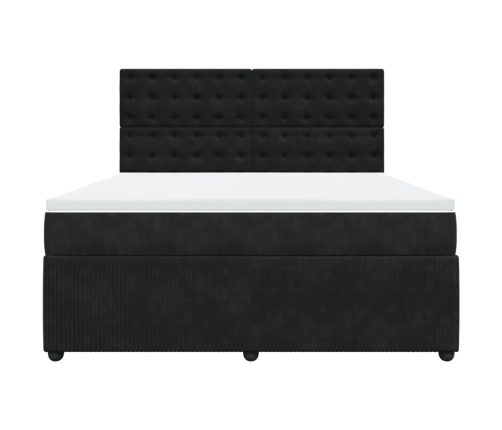 Cama box spring con colchón terciopelo negro 180x200 cm