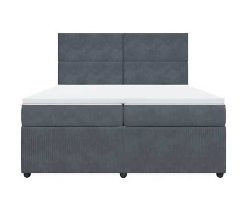 Cama box spring con colchón terciopelo gris oscuro 200x200 cm