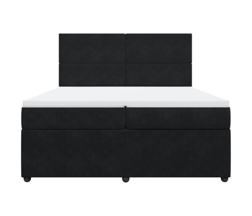 Cama box spring con colchón terciopelo negro 200x200 cm