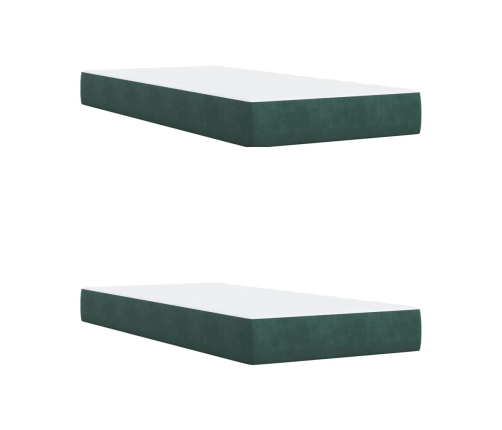 Cama box spring con colchón terciopelo verde oscuro 200x200 cm