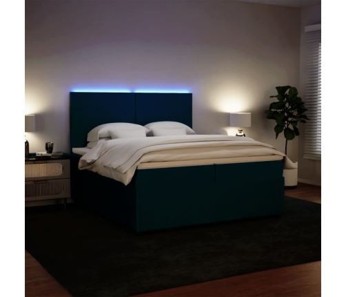 Cama box spring con colchón terciopelo azul 200x200 cm