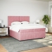 Cama box spring con colchón terciopelo rosa 200x200 cm