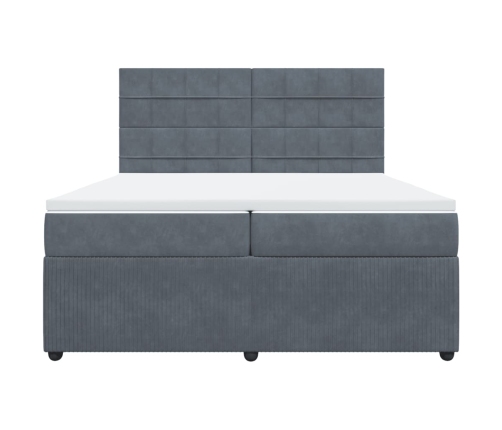 Cama box spring con colchón terciopelo gris oscuro 200x200 cm