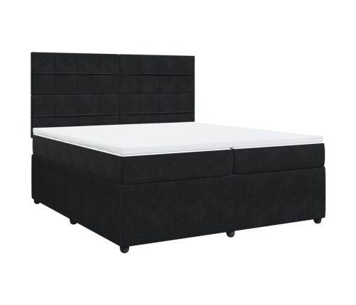 Cama box spring con colchón terciopelo negro 200x200 cm