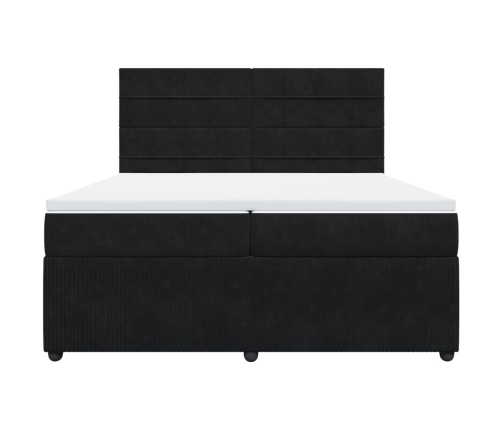 Cama box spring con colchón terciopelo negro 200x200 cm