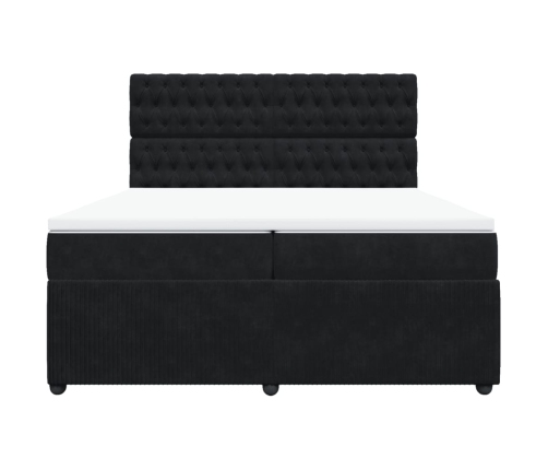 Cama box spring con colchón terciopelo negro 200x200 cm