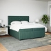 Cama box spring con colchón terciopelo verde oscuro 200x200 cm