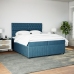 Cama box spring con colchón terciopelo azul 200x200 cm