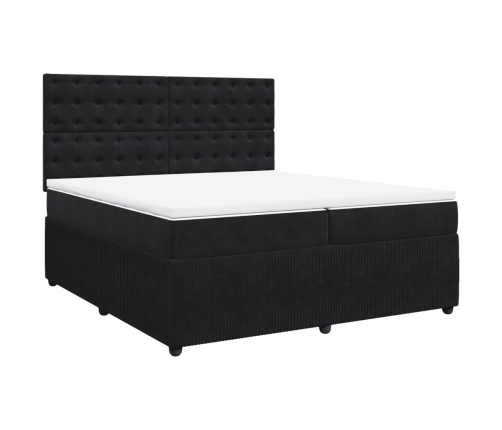 Cama box spring con colchón terciopelo negro 200x200 cm