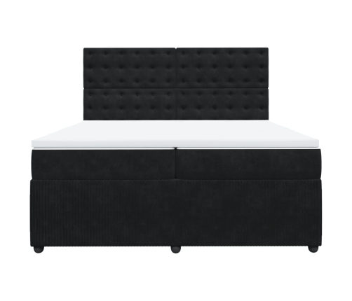 Cama box spring con colchón terciopelo negro 200x200 cm