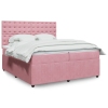 Cama box spring con colchón terciopelo rosa 200x200 cm