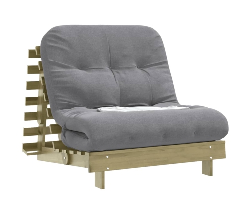 Futón sofá cama con colchón madera impregnada pino 80x206x11 cm