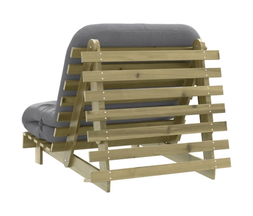 Futón sofá cama con colchón madera impregnada pino 80x206x11 cm