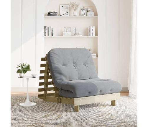 Futón sofá cama con colchón madera impregnada pino 80x206x11 cm