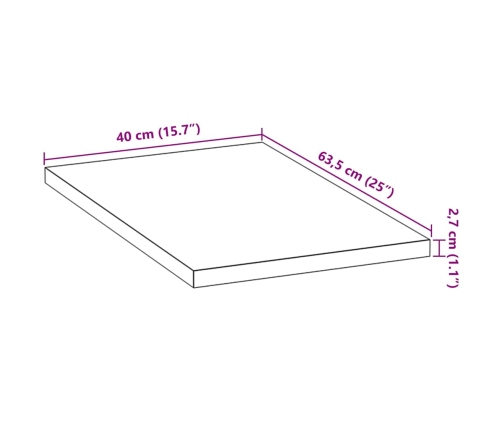 Encimera de cocina rectangular madera maciza roble