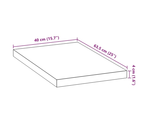 Encimera de cocina rectangular madera maciza roble