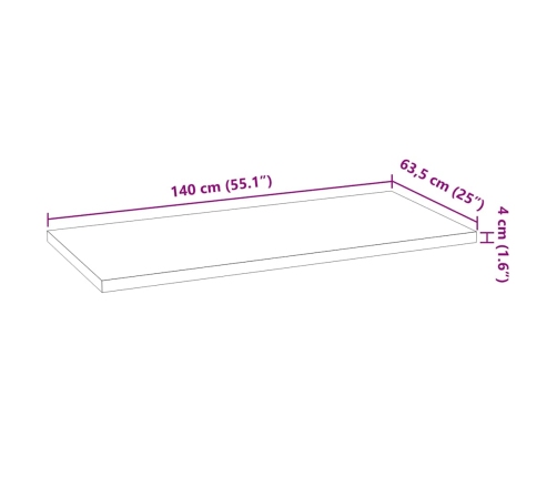 Encimera de cocina rectangular madera maciza roble