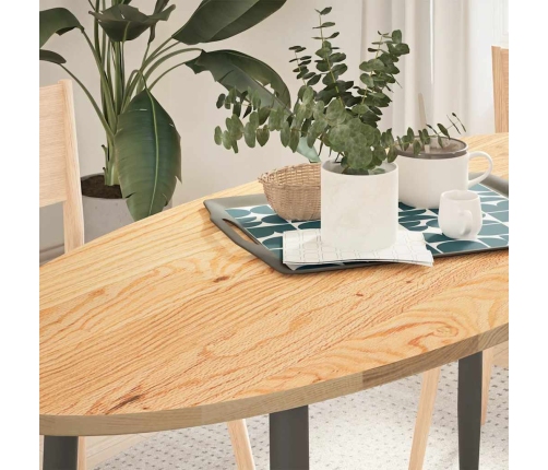 Tablero de mesa ovalado madera maciza de roble 140x60x2 cm