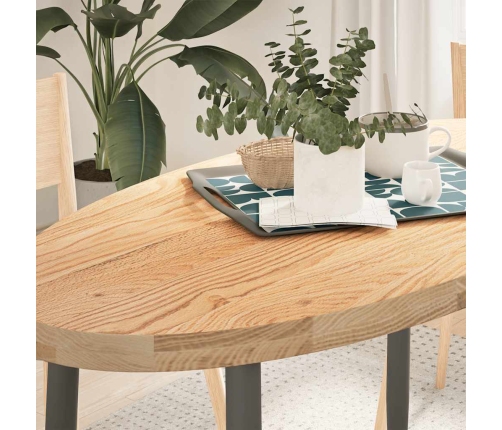 Tablero de mesa ovalado madera maciza de roble 120x60x4 cm