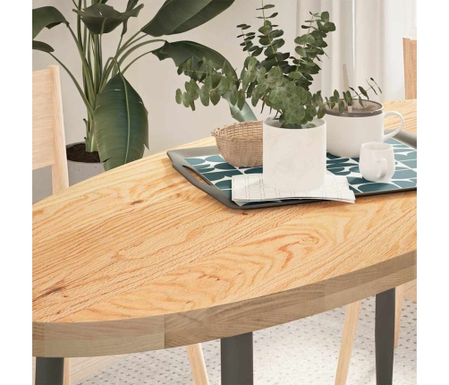 Tablero de mesa ovalado madera maciza de roble 140x60x4 cm