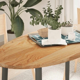 Tablero de mesa ovalado madera maciza de roble 120x60x2 cm